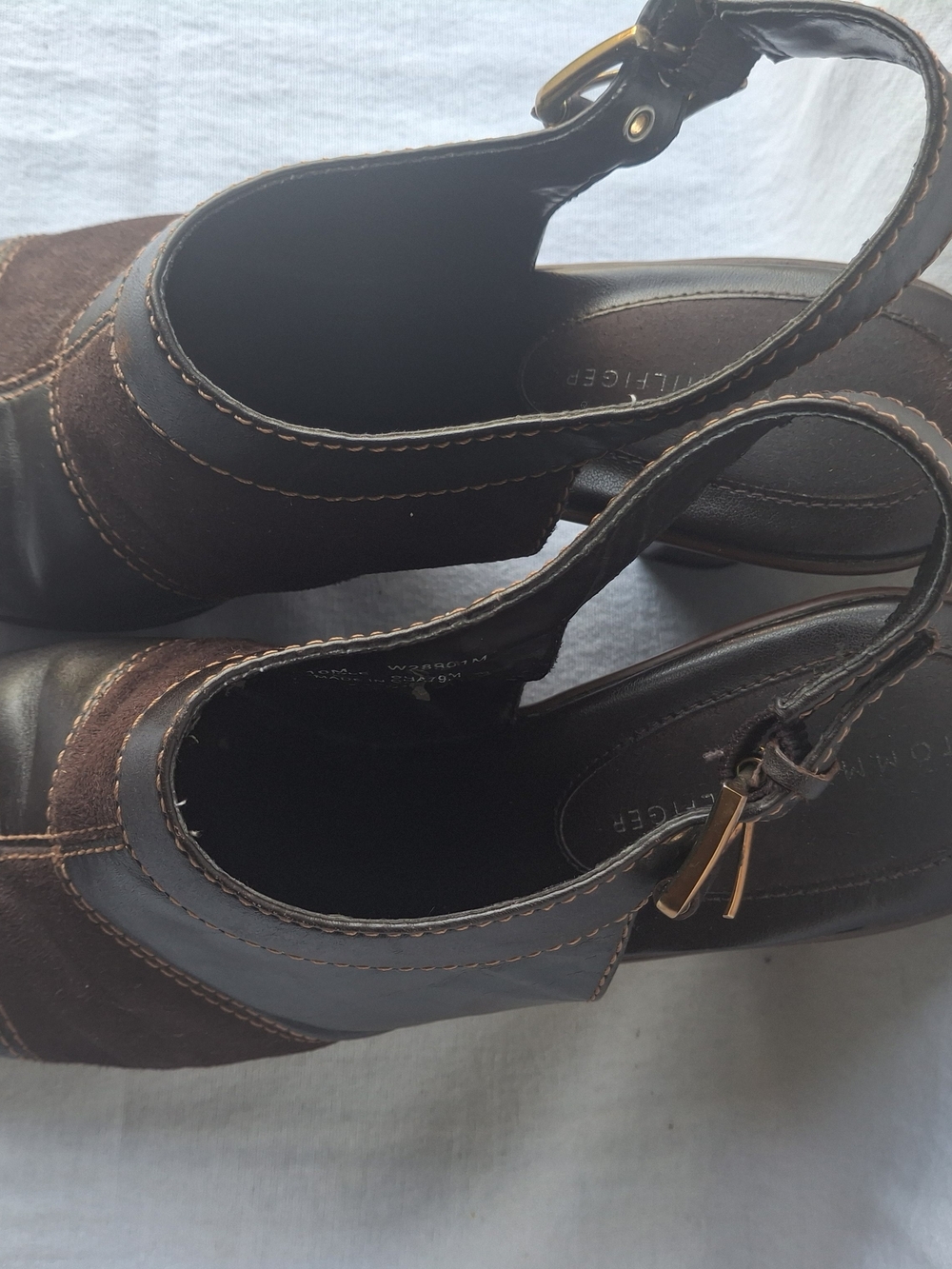 Tommy Hilfiger Brown Leather & Suede Slingback Shoes